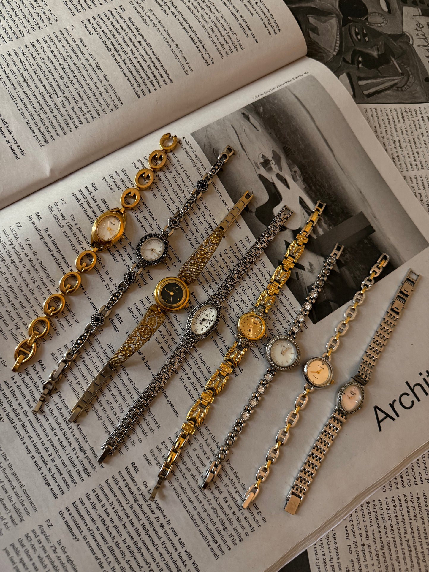 Two tone antique love detail band watch