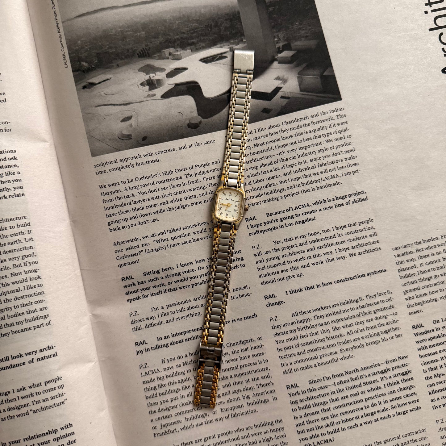 Two tone square bridged chain watch