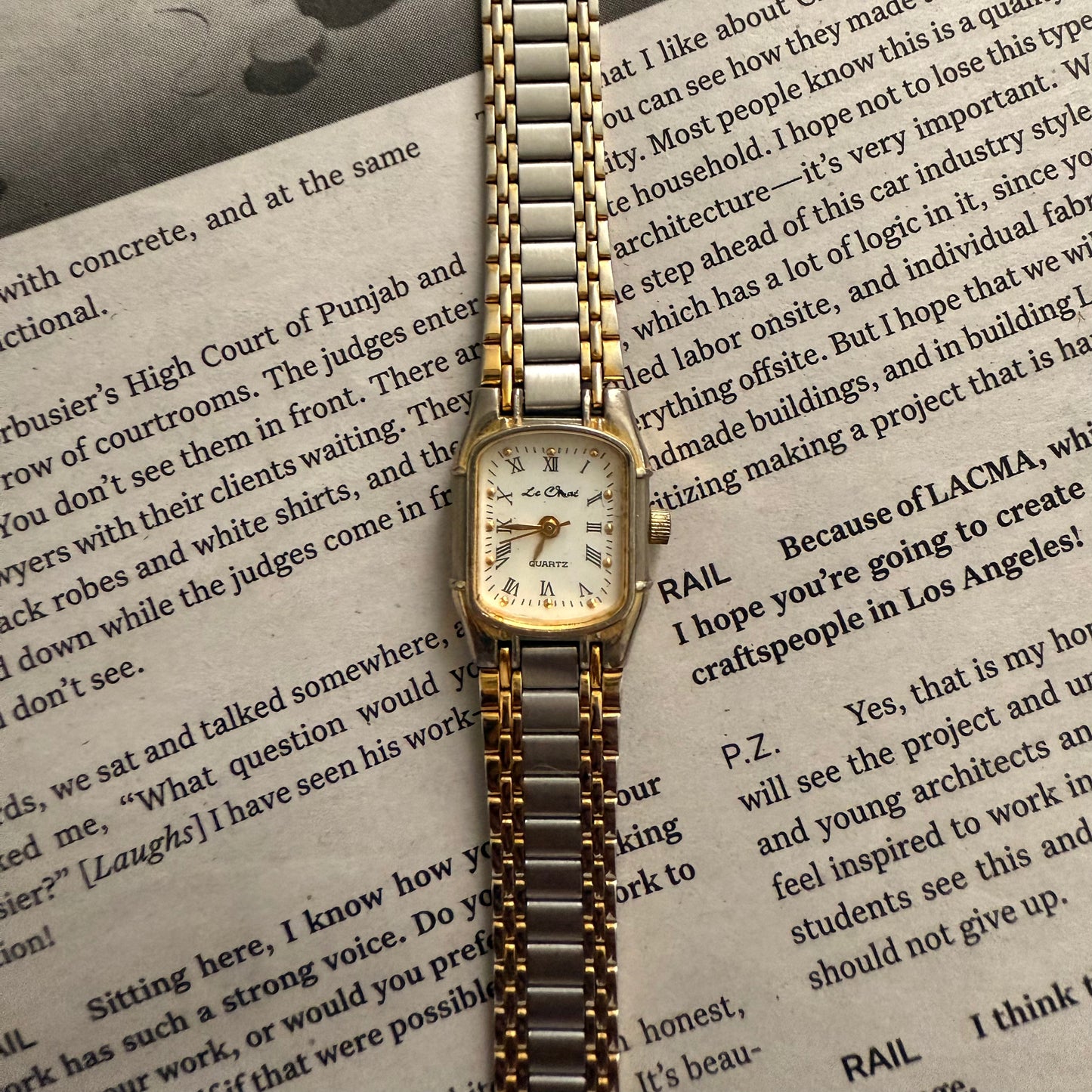 Two tone square bridged chain watch
