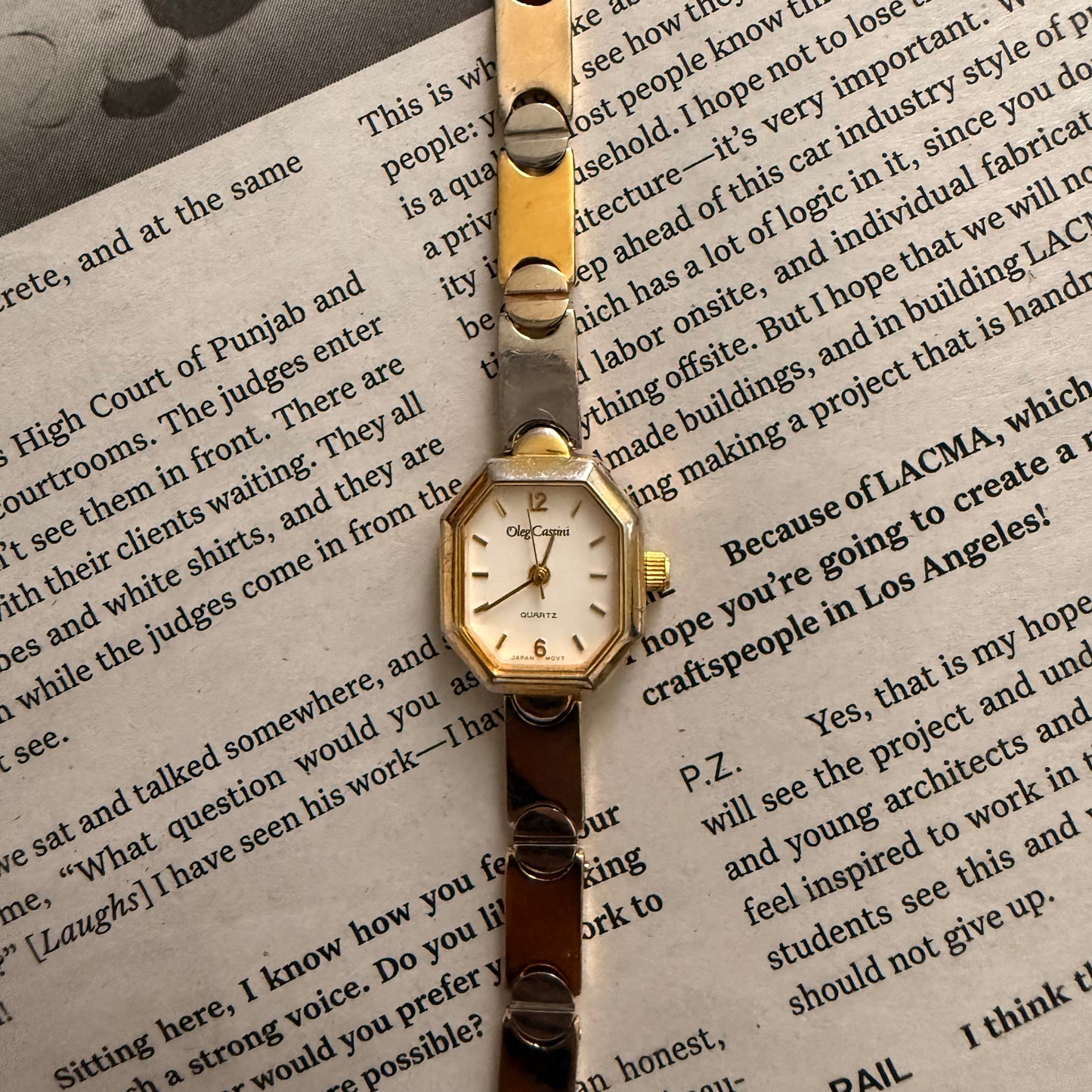 Two tone flip octagon face watch