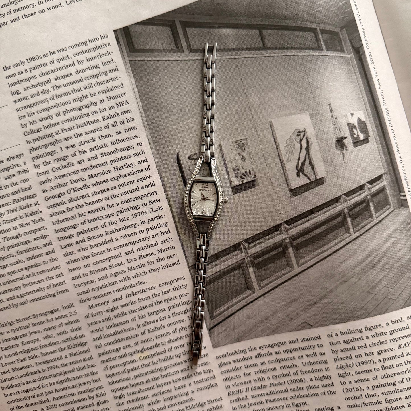 Silver slim embellished eye watch