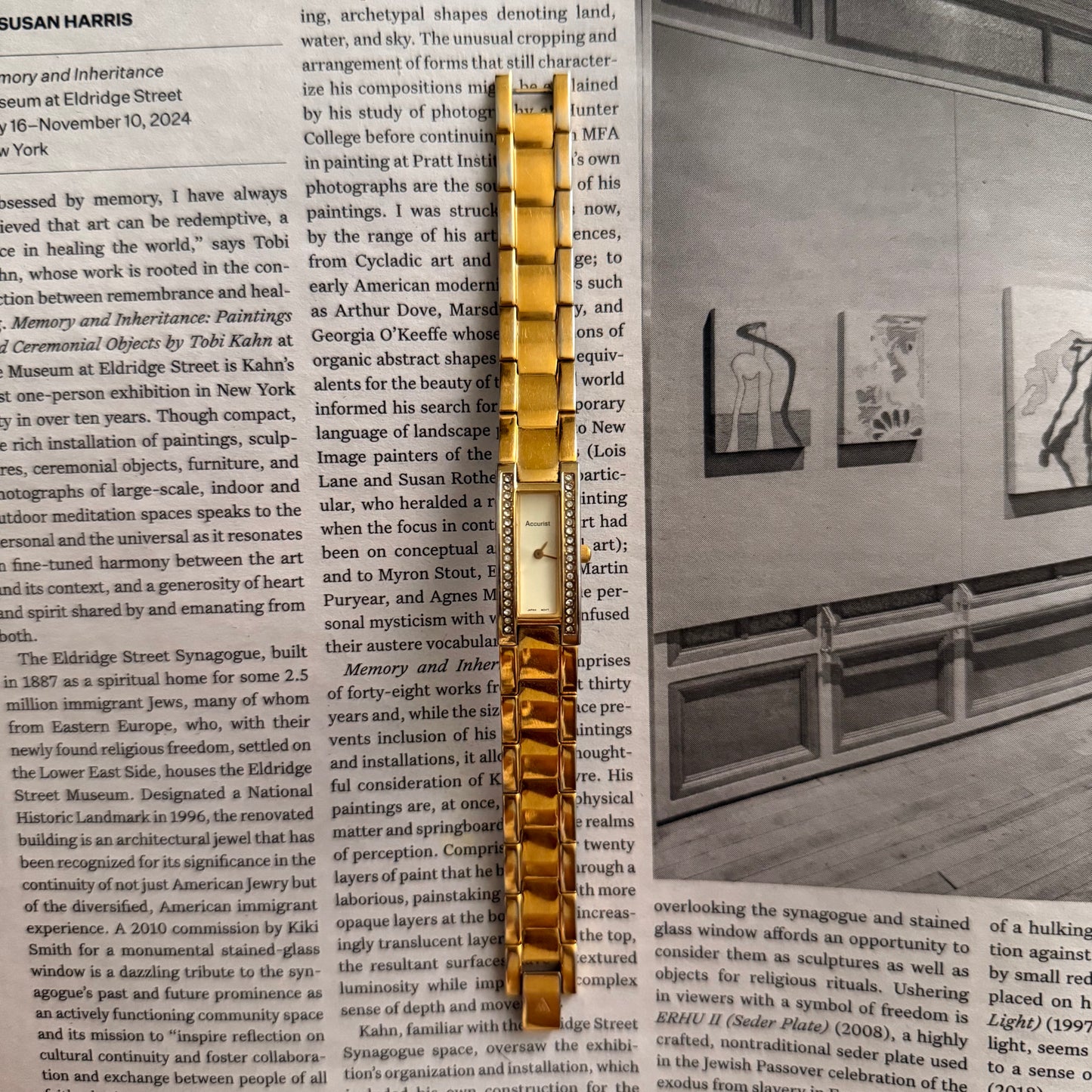 Gold rectangle embellished face watch