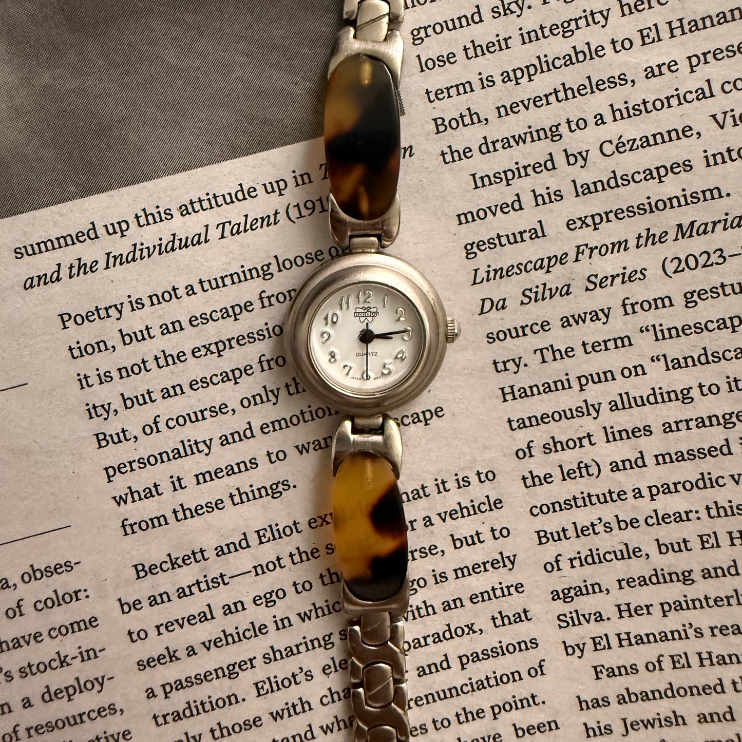 Silver circle tortoise band watch