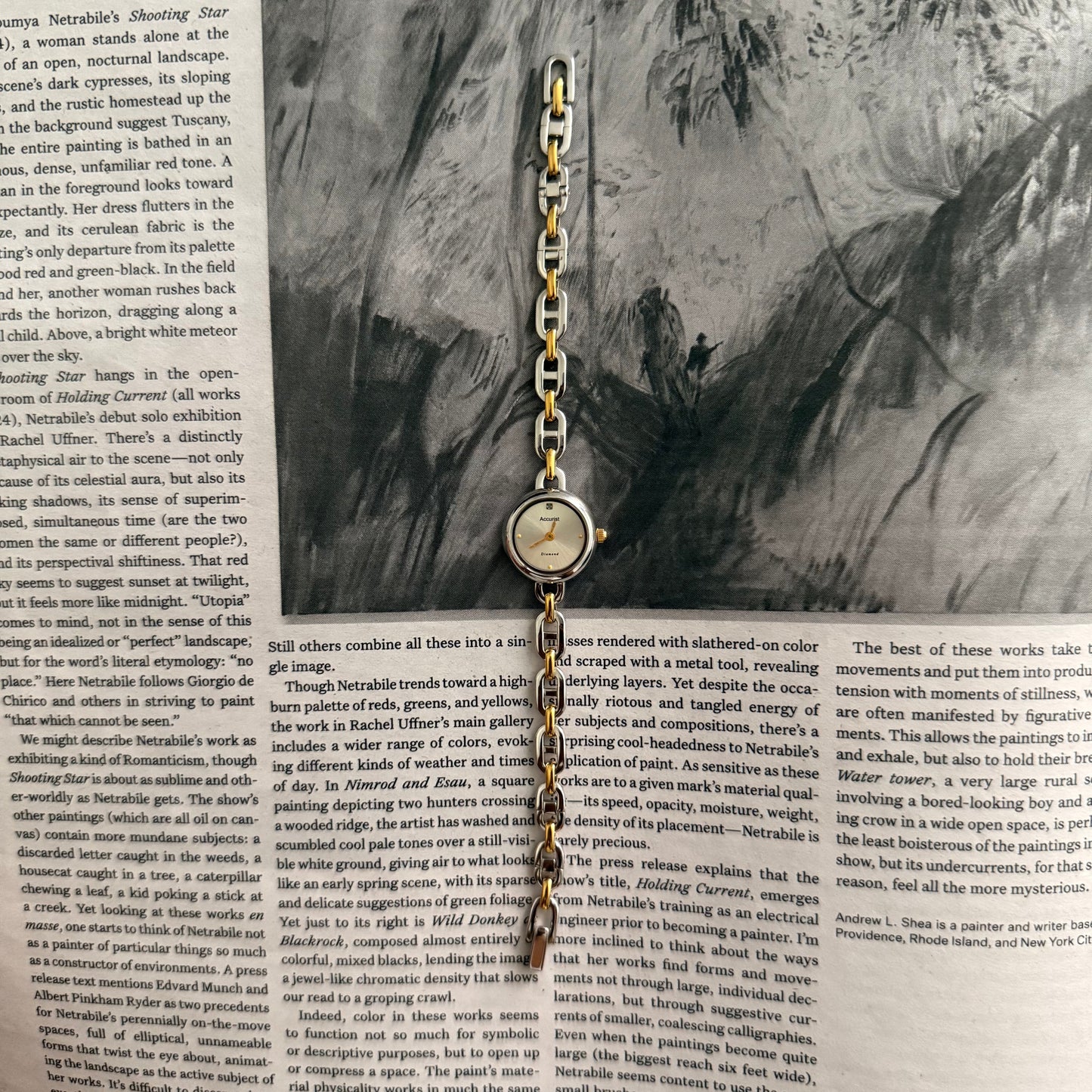 Two tone slim circle chain watch