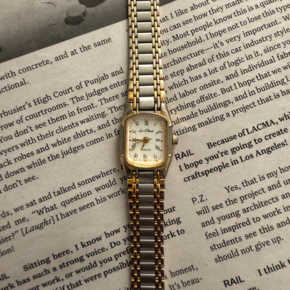 Two tone square bridged chain watch