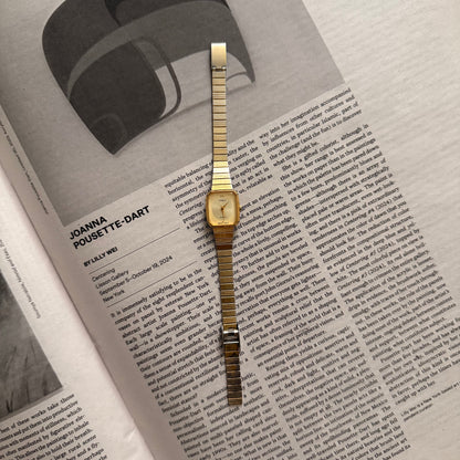 Gold square stacked detail minimal watch