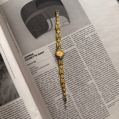 Two tone antique love detail band watch