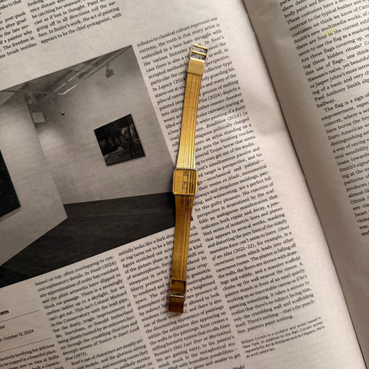 Gold square face ribbed minimal watch