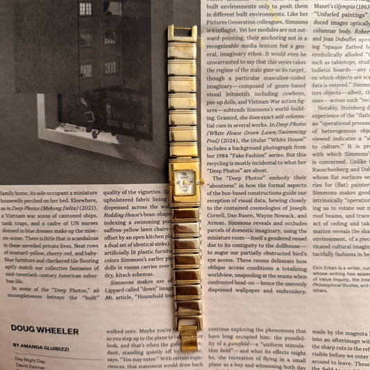 Gold rectangle embellished watch