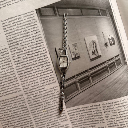 Silver slim embellished eye watch