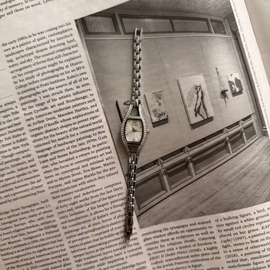 Silver slim embellished eye watch